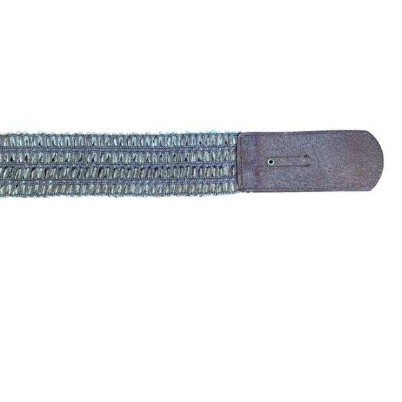 Fossil Leather & Macrame Stretch Belt with Burnished Gold Buckle Womens O/S - Picture 10 of 14